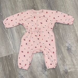 Tucker + Tate Pink Floral Fleece Romper One Piece